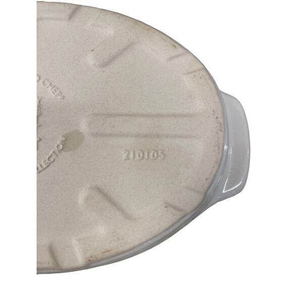 PAMPERED CHEF Oval Baker #1316 Glazed Vanilla Stoneware Cooking NEW Retired - Picture 5 of 6
